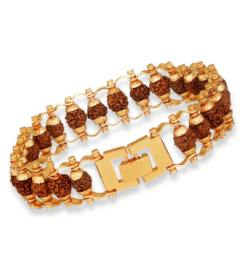 Gold Plated Brown Beads Modern Rudraksha Bracelet